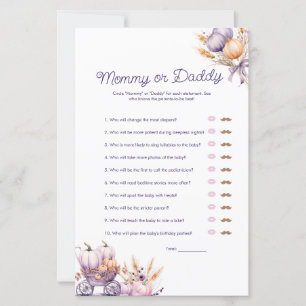 Purple Pumpkin Mommy or Daddy Baby Shower Game
