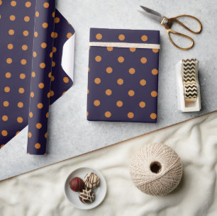 Purple + Pumpkin Polka Dots (Large) Wrapping Paper
