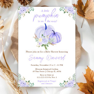 Purple Pumpkins Floral Baby Shower Invitation