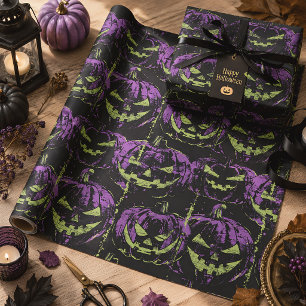 Purple Pumpkins Gothic Halloween Wrapping Paper