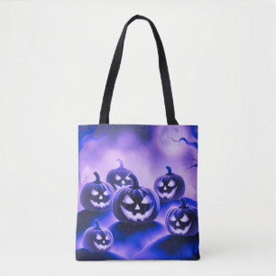 Purple Pumpkins Halloween Tote Bag