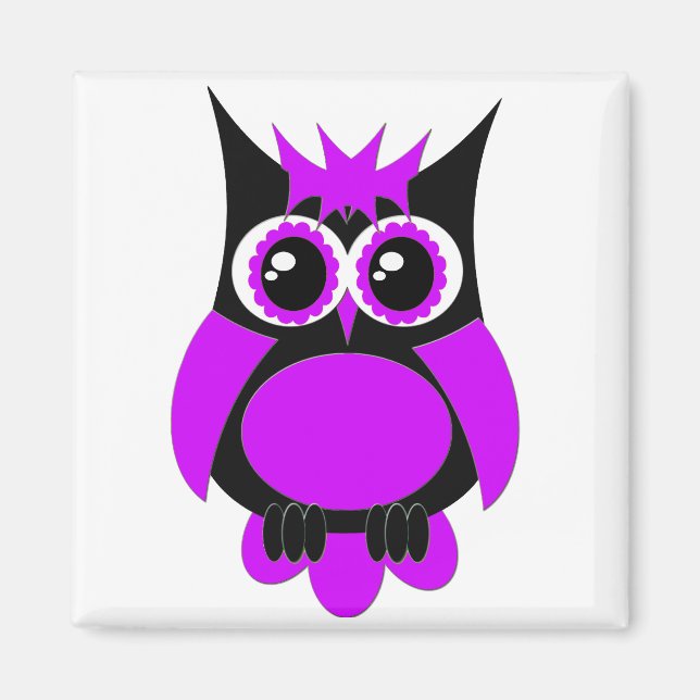Purple Punk Owl Magnet (Front)