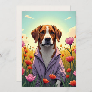 Purple pup in bloom holiday card
