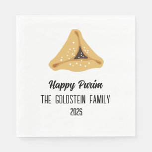 Purple Purim Hamentashen Family Name  Napkin