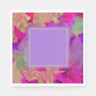 Purple, purple and gold marble napkin