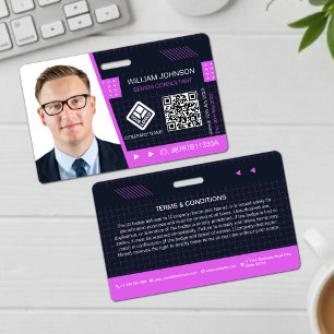 Purple QR Code Photo ID Badge Corporate Employee