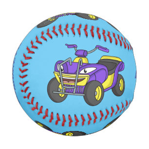 Purple Quad bike cartoon illustration Baseball