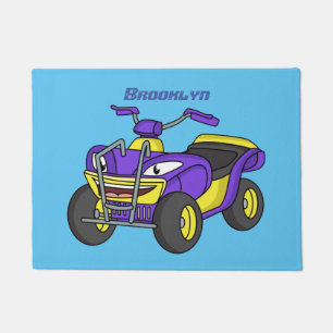 Purple Quad bike cartoon illustration Doormat