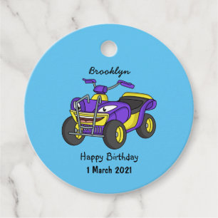 Purple Quad bike cartoon illustration  Favour Tags