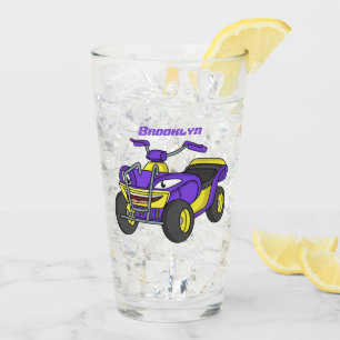 Purple Quad bike cartoon illustration  Glass