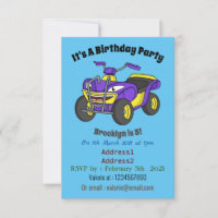 Purple Quad bike cartoon illustration