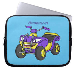 Purple Quad bike cartoon illustration Laptop Sleeve