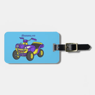 Purple Quad bike cartoon illustration  Luggage Tag