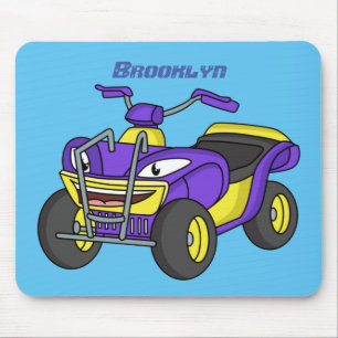 Purple Quad bike cartoon illustration Mouse Pad