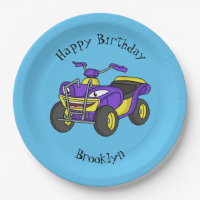 Purple Quad bike cartoon illustration 