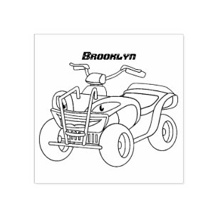 Purple Quad bike cartoon illustration  Rubber Stamp
