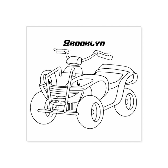 Purple Quad bike cartoon illustration  Rubber Stamp (Imprint)