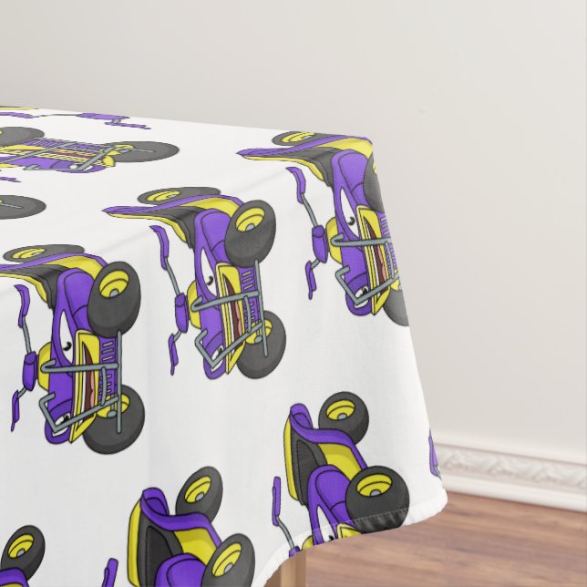 Purple Quad bike cartoon illustration Tablecloth (In Situ)