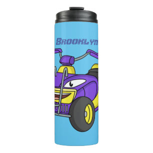 Purple Quad bike cartoon illustration Thermal Tumbler