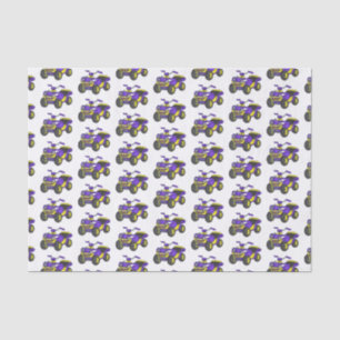 Purple Quad bike cartoon illustration Tissue Paper