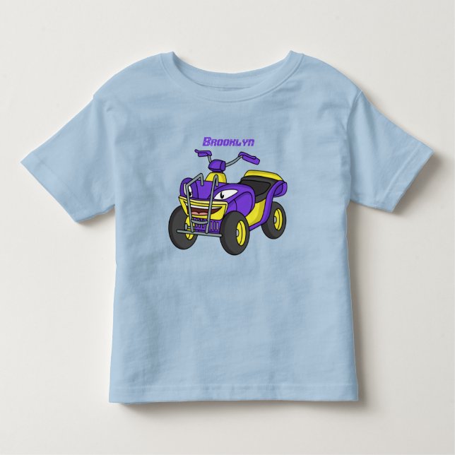 Purple Quad bike cartoon illustration Toddler T-Shirt (Front)