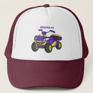 Purple Quad bike cartoon illustration Trucker Hat