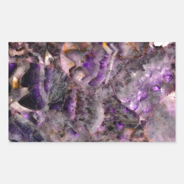 Purple quartz, purple granite stone gemstone rectangular sticker (Front)
