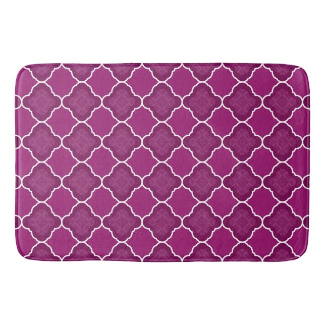 Purple Quatrefoil Geometric Pattern Pillow Bath Mat (Front)