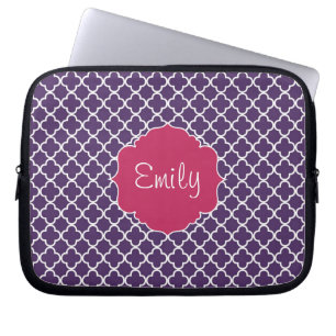 Purple Quatrefoil Pattern Laptop Sleeve