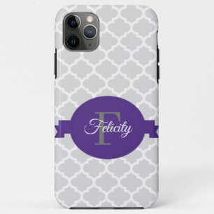 Purple Quatrefoil Personalised iPhone 11 Pro Max Case