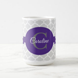 Purple Quatrefoil Personalised Coffee Mug
