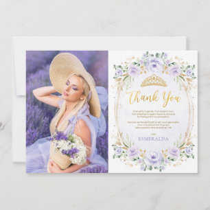 Purple Quinceañera 15th Birthday Thank You Card