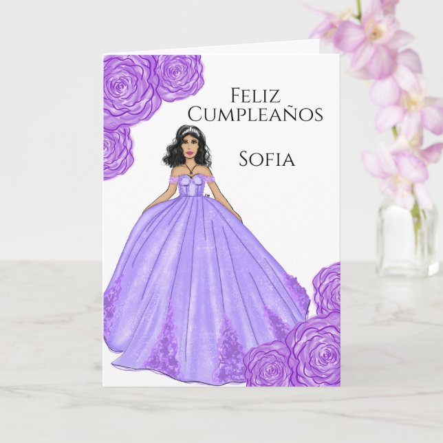 Purple Quinceanera Birthday Card (Orchid)