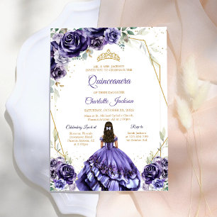 Purple Quinceanera Birthday Invitation