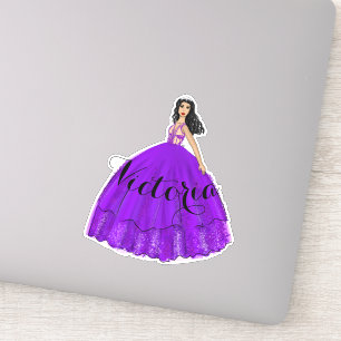 Purple Quinceanera Custom Name Sticker