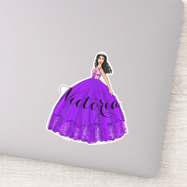 Purple Quinceanera Custom Name Sticker (Detail)