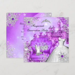 Purple Quinceanera Masquerade Magical Princess Invitation