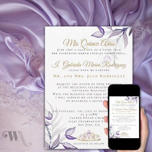 Purple Quinceañera  Mis Quince Años Invitation
