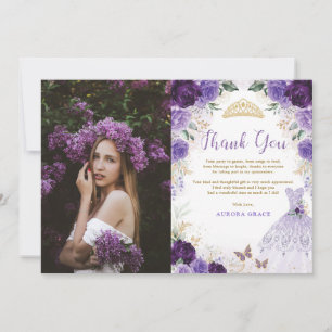 Purple Quinceañera Princess Dress Thank You Card