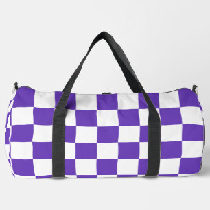 Purple Racing Checkered Flag Display Customizable Duffle Bag