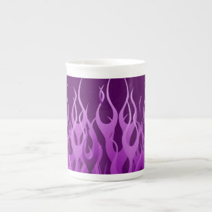 Purple Racing Flames Bone China Mug