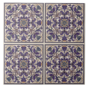 Purple Radial Art Deco Ceramic Tile