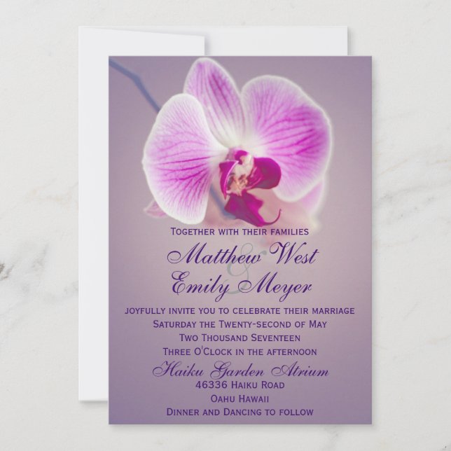 Purple Radiant Orchid Wedding Invitation (Front)
