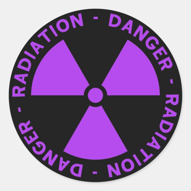 Purple Radiation Warning Classic Round Sticker (Front)