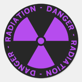 Purple Radiation Warning Classic Round Sticker