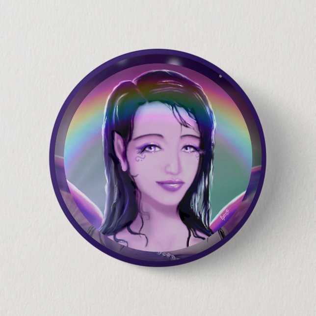 Purple Rain fairy 6 Cm Round Badge (Front)