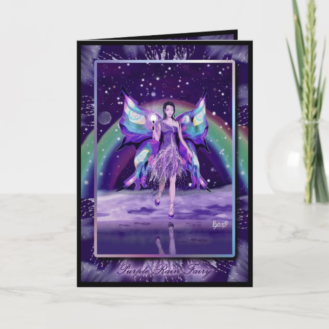 Purple rain fairy Birthday card (Front)
