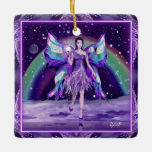 Purple rain Fairy Ceramic Ornament