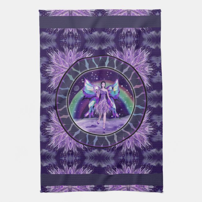 Purple Rain fairy kitchen towel (Vertical)