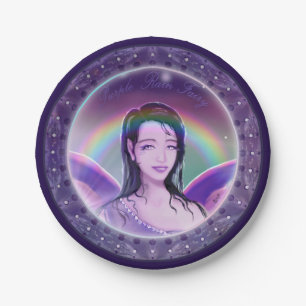 Purple rain fairy paper plate